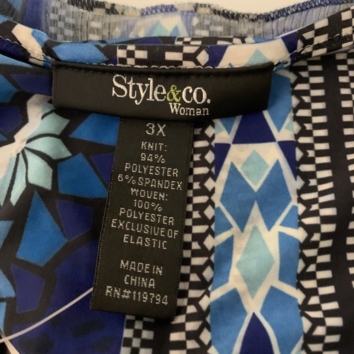 New Style & Co Women Maxi Dress Blue SZ Plus 3X Floral Stretch Metal Accents - Picture 18 of 22