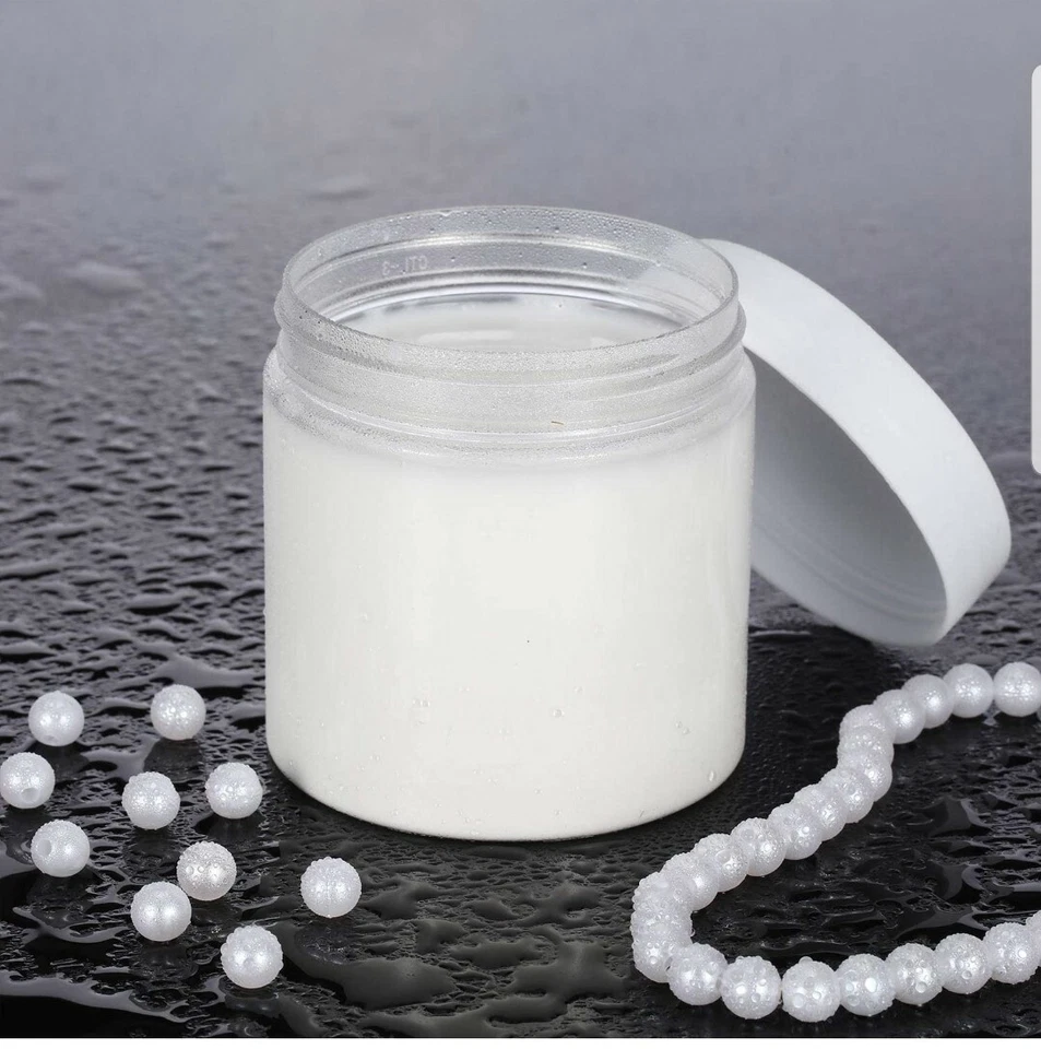 8oz (ONE) (250g) Plastic Cosmetic Jar with White LID for body butter, beads, - Image 4 of 4
