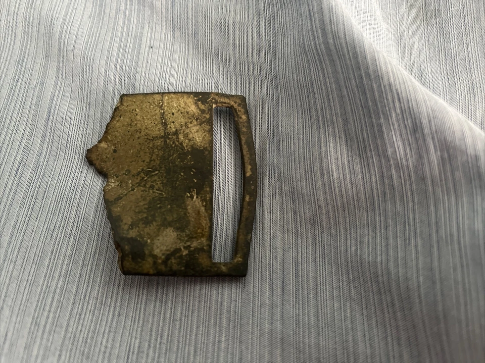 Oficial Guerra Civil Cinturón Espada Cinturón Placa Metralla Dañado Foto 2 de 2