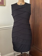 Calvin Klein Dress Black Layered Sleeveless Fitted Size 10 FLATTERING!