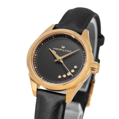 Hamilton Jazzmaster Damen WATCH | 26 mm schwarzes Zifferblatt | schwarzes Satinband | H32121430