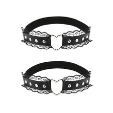 2Pcs Heart-Shaped Lace Thigh Garter Adjustable Elastic Leg Garters for Women