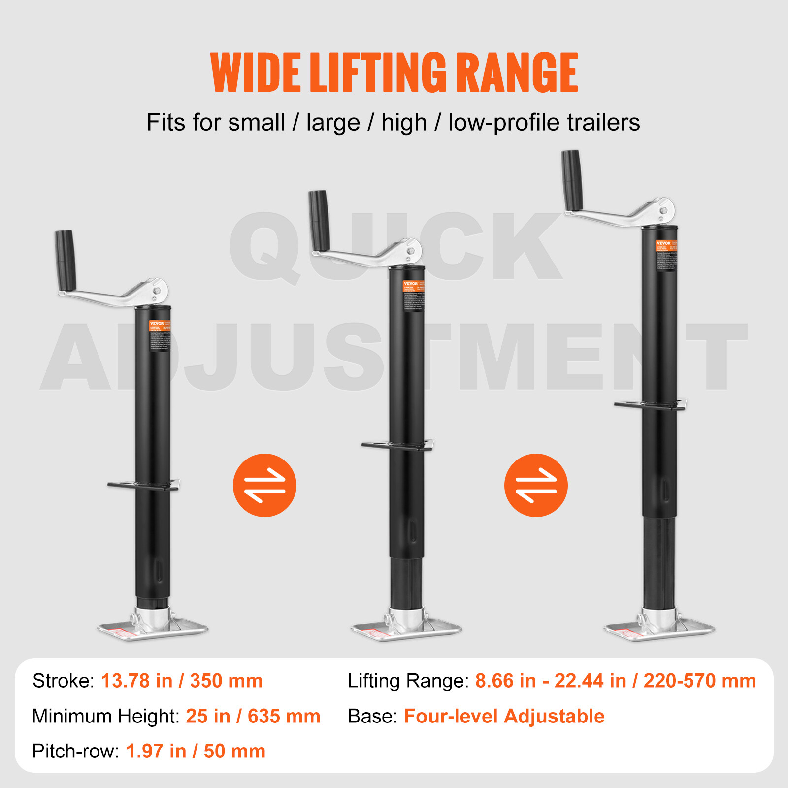 VEVOR Trailer Jack A Frame Bolt on Trailer Tongue Jack 2000 lb Height