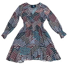 Maeve Anthropologie Small Monaco Empire Fan Print Long Sleeve Dress