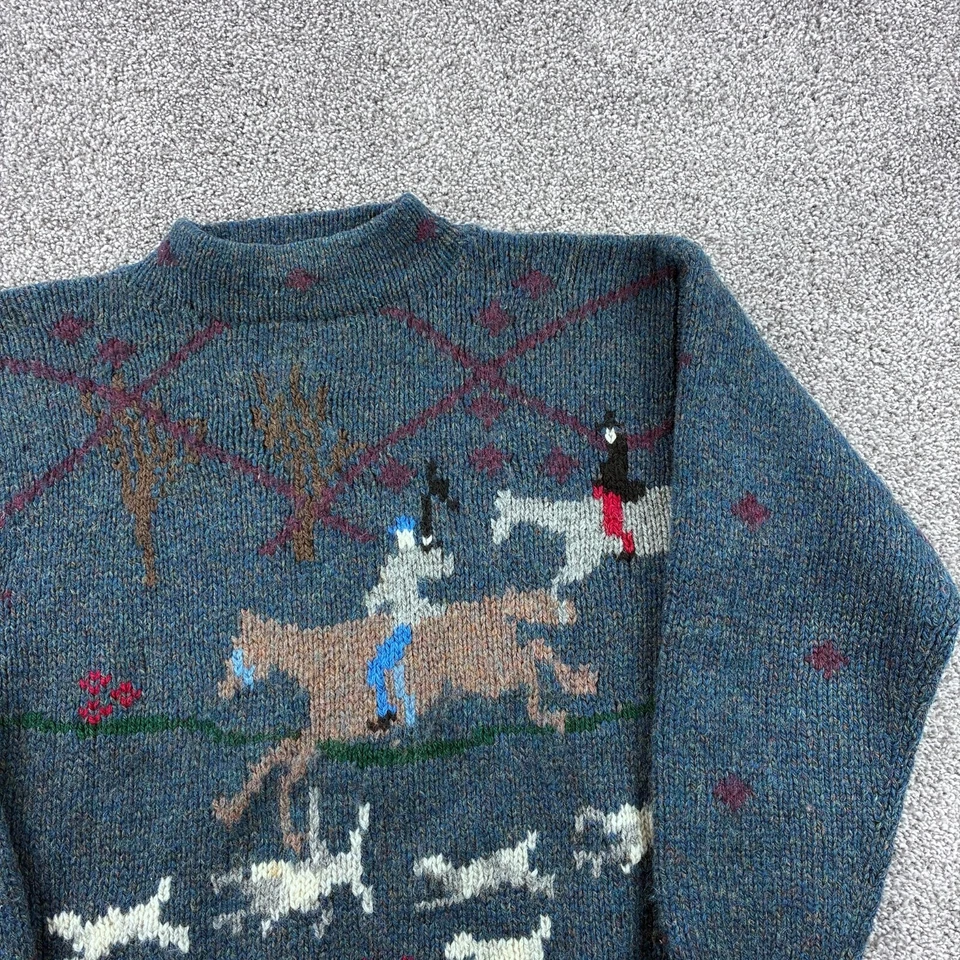 Vintage The Eagle's Eye Sweater Womens M Blue The Hunt Hand Knit Shetland Wool - Image 2 of 4