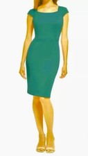 CALVIN KLEIN SCUBA CAP SLEEVE SHEATH DRESS, AQUA GREEN , SIZE 8 NWT