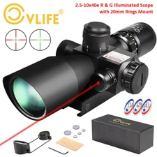 2.5-10x40E Rifle Scope Dual illuminated Mil-dot Reticle Tactical Red Laser Sight