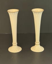Pair of Lenox USA Tivoli 9" Fluted Bud Vases w/ 24k Gold Trim