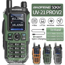 Baofeng UV-21 V2 Tri Band Wireless Copy Frequency Walkie Talkie Two Way Radio US