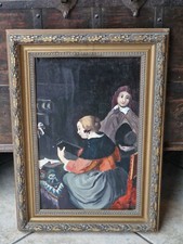 Nach Gerard ter Borch der Ältere La joueuse de luth antik Stil Gold Rahmen 38x54