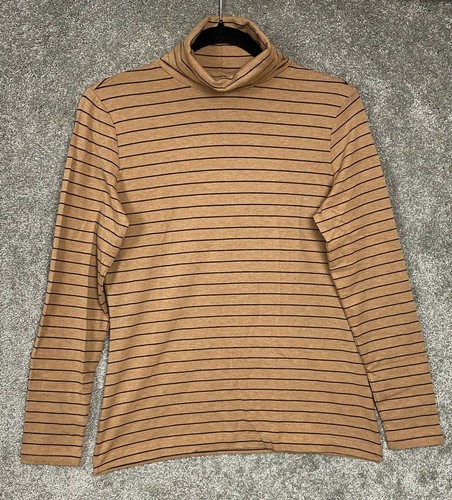 Shaped Fit LS Striped Turtleneck Brown 