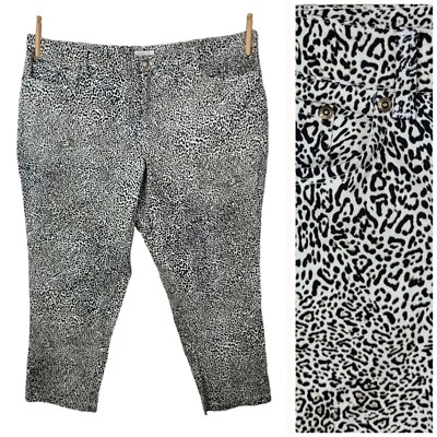 Jones NY Plus Size 24W Leopard Cheetah Print Regular Pants 24 Stretch Ankle 