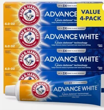 Arm & Hammer Advance White Toothpaste, Clean Mint Flavor, Stain Defense, 4 Pack