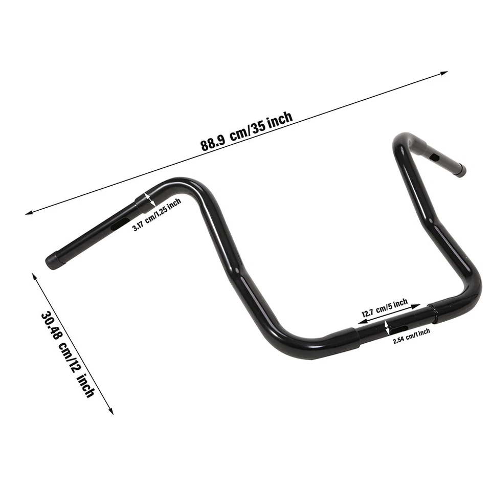 12" Tall Black Ape Bars For Harley Sportster XL Foto 2 de 4