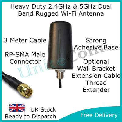 Wi-Fi 2.4 & 5G robuste Antenne RP-SMA Innen/Außen Breitband Router Booster
