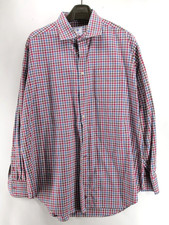 David Donahue Shirt Men XXL Red Blue Plaid Button Up Long Sleeve 100 Cotton 2XL