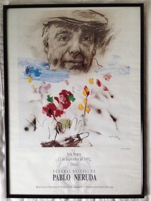 Ausstellungsplakat Plakat Pablo Neruda ''ISLA NEGRA 1992'' Rahmen /Glas 51 x 71 cm