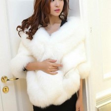 Kunstpelz Lang Schal Stola Flauschig Fell Schal Cape Mantel Warm Braut Hochzeit!