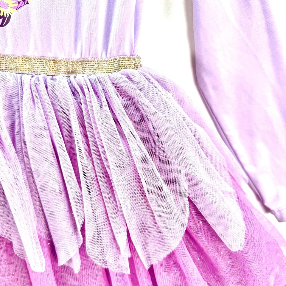 Vestido Tutú Manga Larga Disney Niñas Púrpura Elsa Anna Frozen II 3-4 Hilos Felices Foto 3 de 4