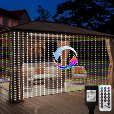 Echosari 20 Ft X 10 Ft Large Curtain Lights Plug In 600 LED Dual Color Changi...