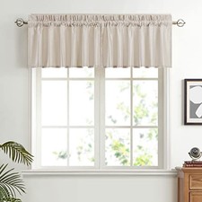 Set of 2 Panels Curtains Valances for Living 52"W x 18"L Pack of 2 Cream