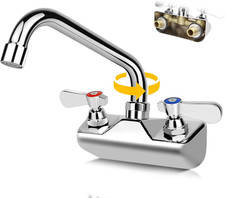 Leak-Free Commercial Sink Faucet 8" Swivel Spout, Wall Mount Kitchen Hand Sink F