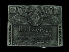 TF15144 VINTAGE 1970s  GENUINE BUDWEISER LAGER BEER  ADVERTISEMENT BELT BUCKLE