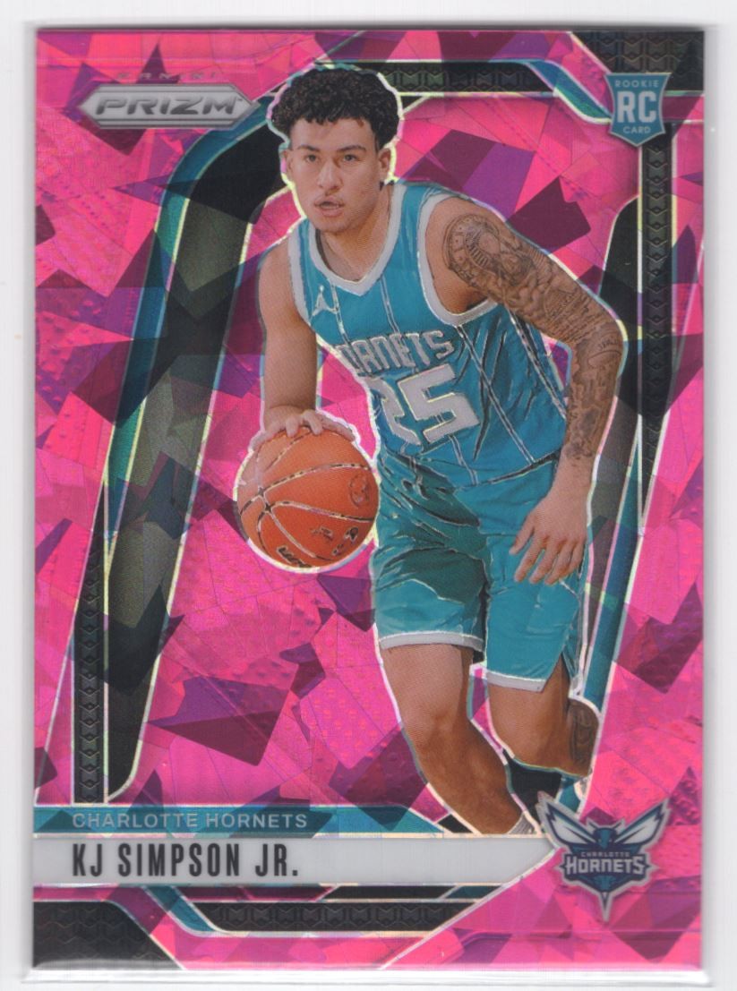 #247 2024-25 Panini Prizm Pink Ice ^ KJ Simpson Jr. Rookie Charlotte Hornets