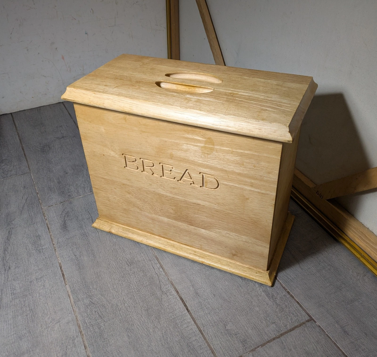 Vintage Rustic Country Farmhouse Solid Wood Bread Box with Lid E23