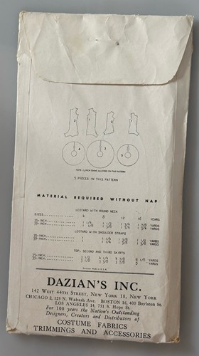 Vtg Dazian's Tu-Tu Dance Costume Girls Sz 12 Sewing Pattern 1940's Complete Rare - Picture 2 of 3