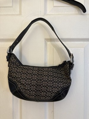 Coach Black Soho Signature Logo Canvas Leather Handbag 6351 Purse
