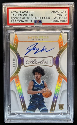 2024-25 Panini Flawless Jaylen Wells Rookie Auto Gold RC #/10 Grizzlies PSA 9 10
