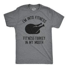 Mens Fitness Turkey In My Mouth T shirt Funny Thanksgiving Thankful Graphic