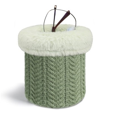Plush Lined Eyeglasses Holder for Nightstand Knit Glasses Stand Case for Home