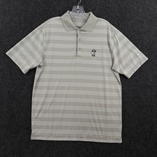 Nike Golf Tour Performance Polo Shirt Men's Medium Gray Striped Mickey Mouse
