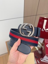 GG Web Leather Belt Interlocking GG Buckle With Box Size 95-4cm