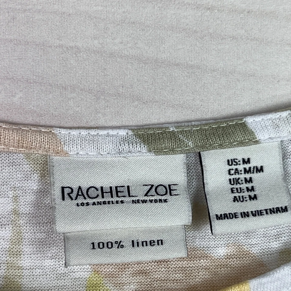 Camiseta Rachel Zoe Top Mujer Mediana Floral Lino Tejida Cuello Barco Manga Dolman Foto 3 de 4