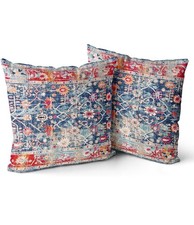 Boho Pillow Covers, 22x22 inch, Navy Blue Red, Set of 2 Decorative Pillow Cases
