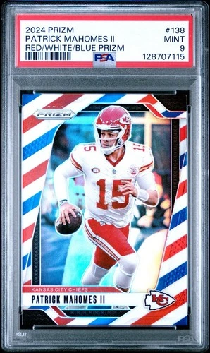 Patrick Mahomes 2024 Prizm #138 Red White Blue PSA 9
