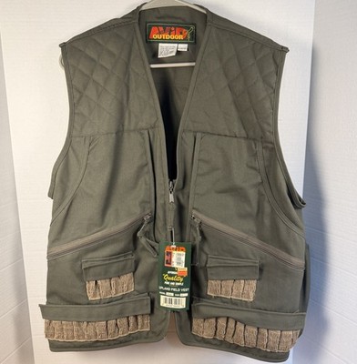 Vintage AVID OUTDOOR Hunting Upland Field Vest Green Ammo Pockets zip Size L NEW