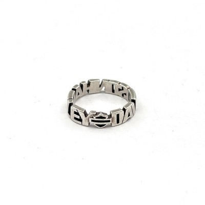 Vintage Harley Davidson Sterlingsilber durchbrochen Markenname Wortmarke Bandring Größe 5