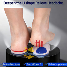 3 Pair Gel Foot Cups Heel Support Spur Insoles Pad Inserts Men Women Pain Relief