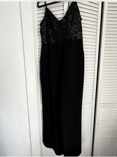 Eliza J Jumpsuit Size 10 Petite Black Sequin