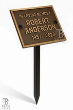Elegant Bronze Memorial Garden Plaque with Cast Brass Finish and 18 Inch Stake f