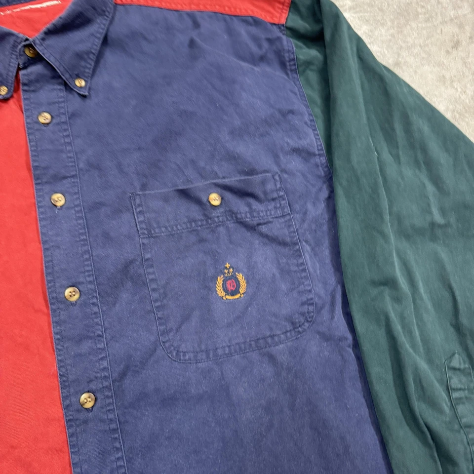 Camisa De Colección Bugle Boy Company Para Hombres XL Bloque de Color Botón Delantero Informal Años 90 Foto 2 de 4