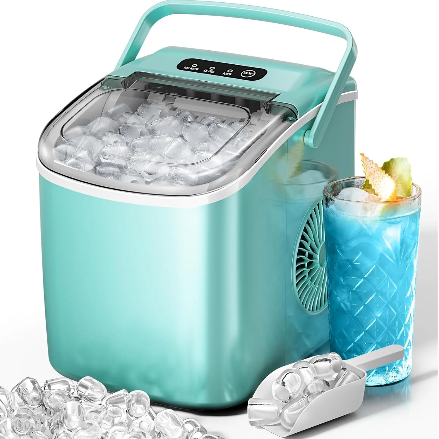 Portable Ice Maker 26lbs Per Day Bullet Ice Countertop Self Cleaning Compact Machine-image