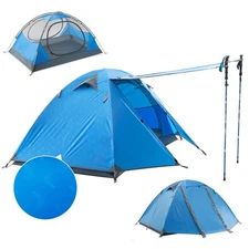 2 Person Camping Tent Outdoor Lightweight Waterproof Easy Setup Two Doors 3 S...