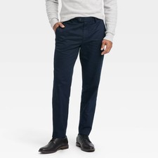 Men's Extended Tab Slim Fit Trousers - Goodfellow  Co Navy Blue