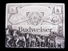 LK17142 GREAT VINTAGE 1970s  BUDWEISER KING OF BEERS CLYDESDALES  BEER BUCKLE