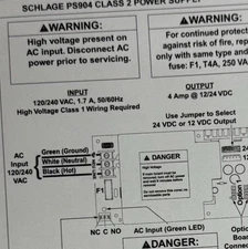 Von Duprin Schlage Fire Alarm Power Supply & Relay Board PS904-2RS-FA 4A 12/24V